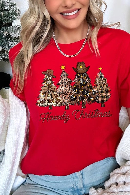 Howdy Christmas Tree Western Christmas Graphic Tee