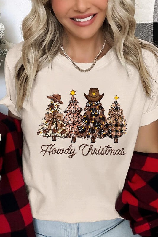 Howdy Christmas Tree Western Christmas Graphic Tee