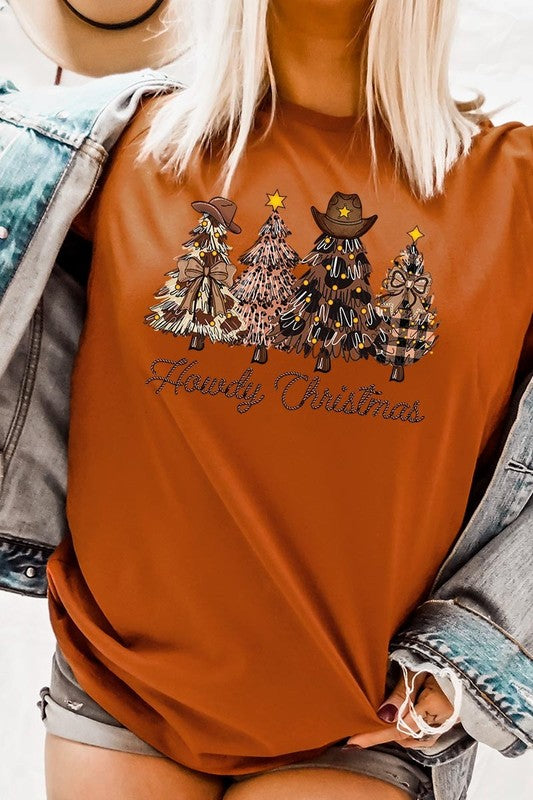 Howdy Christmas Tree Western Christmas Graphic Tee