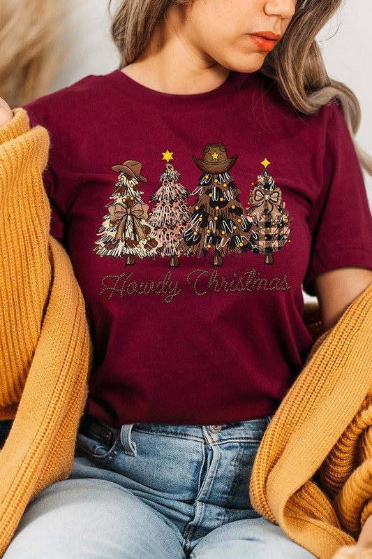 Howdy Christmas Tree Western Christmas Graphic Tee