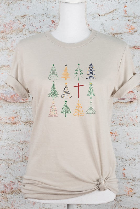 Christmas Trees with Cross Graphic Boutique Tee