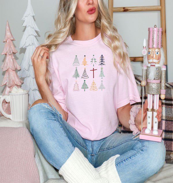 Christmas Trees with Cross Graphic Boutique Tee