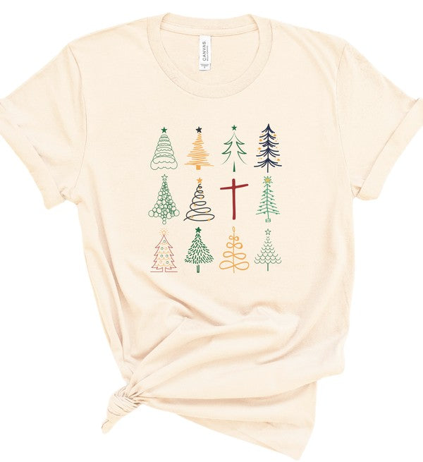 Christmas Trees with Cross Graphic Boutique Tee