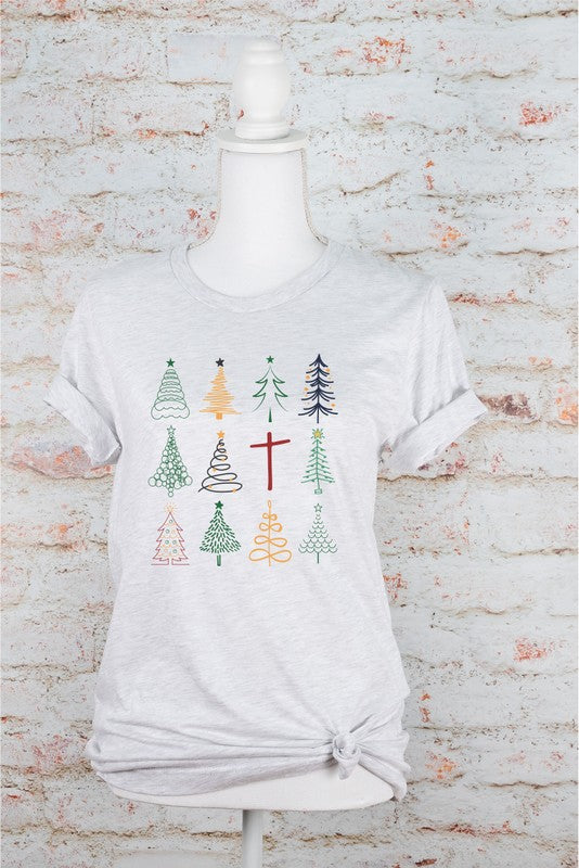Christmas Trees with Cross Graphic Boutique Tee