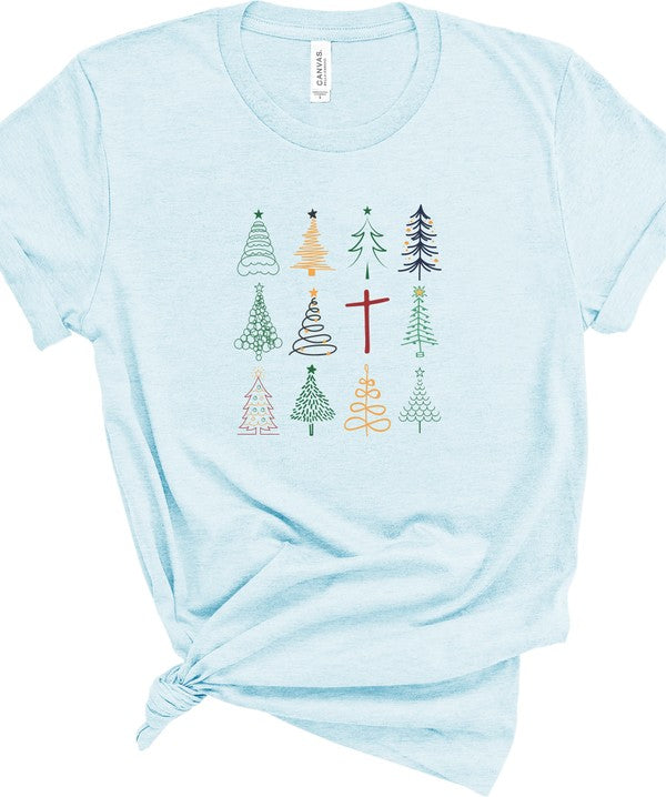 Christmas Trees with Cross Graphic Boutique Tee