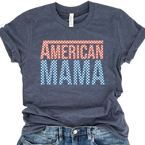 American Mama Checkered Red White Blue t-shirt