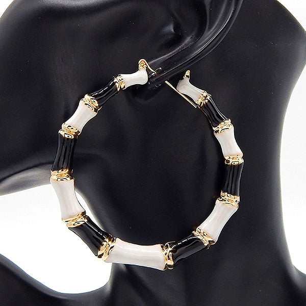 80mm Epoxy Bamboo Hoop Earrings