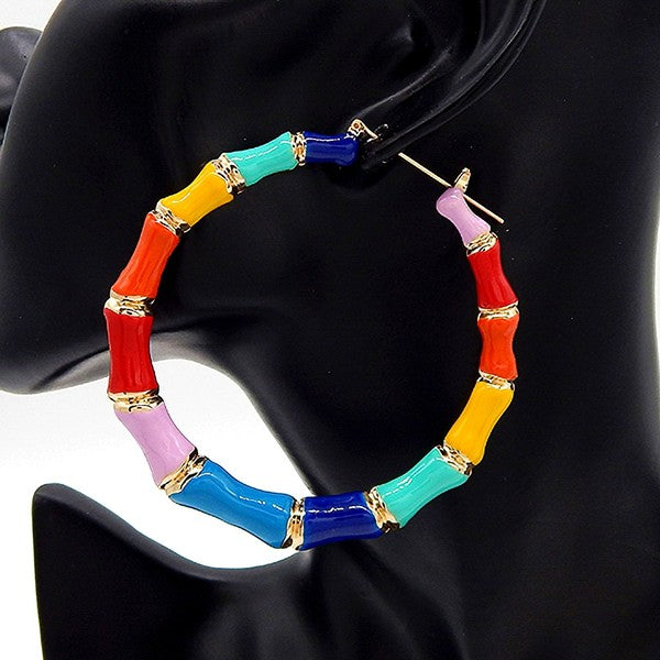 80mm Epoxy Bamboo Hoop Earrings