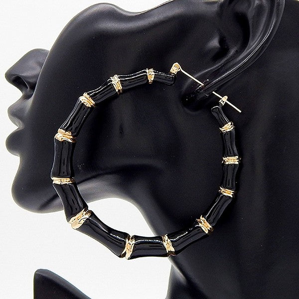 80mm Epoxy Bamboo Hoop Earrings