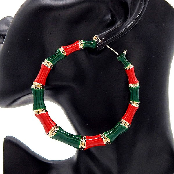 80mm Epoxy Bamboo Hoop Earrings