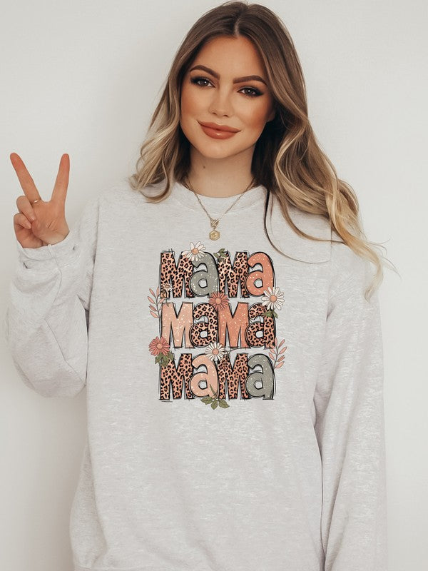 Mama Stacked Floral Graphic Sweatshirt