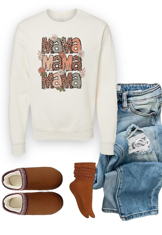 Mama Stacked Floral Graphic Sweatshirt