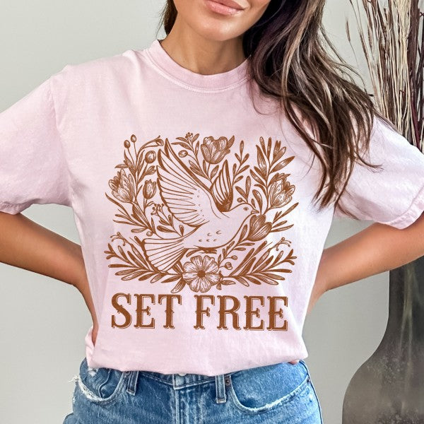 Set free bird graphic t-shirt, Floral, Spiritual
