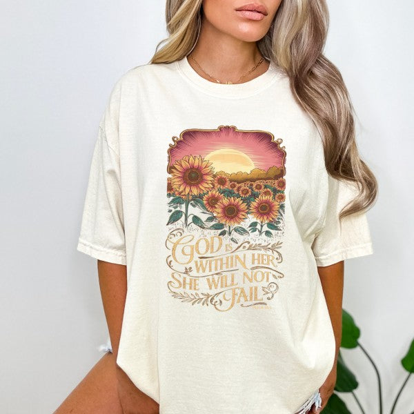 Christian Graphic t-shirt, Floral Religious top