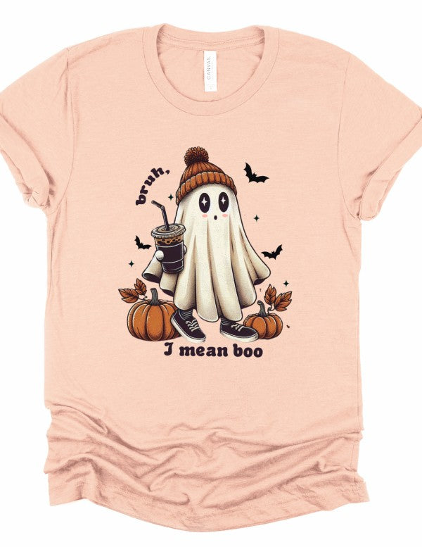 Bruh I Man Boo Halloween Graphic Tee Top